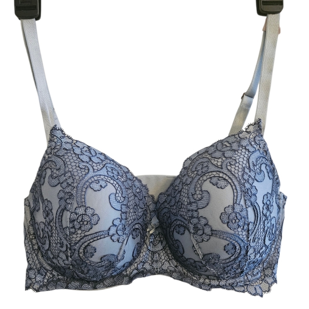 Victoria's Secret Dream Angels Blue Floral Lightly Lined Demi Bra Women 38DD